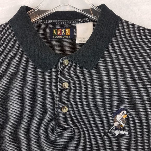 Vintage FOURSOME Golf Shirt Extra Large US XL Polo Disney Grumpy Black White - Picture 9 of 9